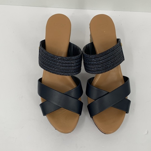 UGG Adriana platform wedge espadrille slide sandal shoe criss cross navy blue 9 - Picture 3 of 8